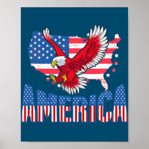 Poster Bandeira Americana Patriótica Americana em 4 de ju