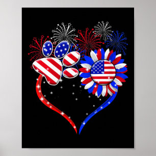 Poster Bandeira Americana Patriotica Cachorro E Gato Impr