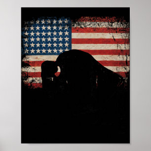 Poster Bandeira Americana Patriótica Usa Búfalo Bison 4 D