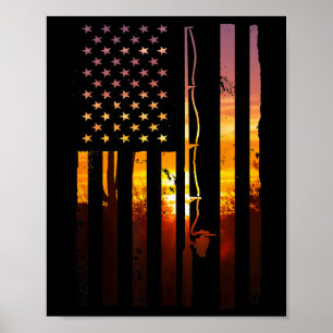 Poster Bandeira Americana Peixe Pescador Pescador Engraça