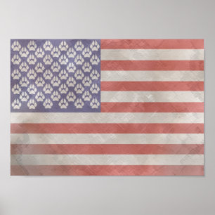 Póster Bandeira americana peludo