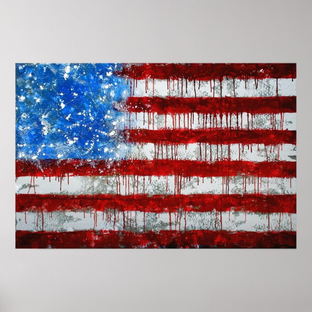 Póster Bandeira Americana Pintada (Frente)