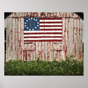 Póster Bandeira americana pintada no celeiro