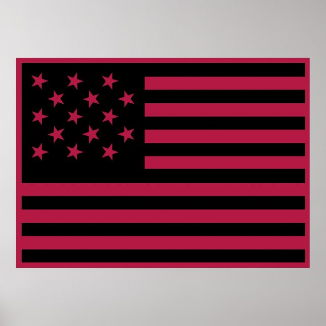 Poster Bandeira americana preta estrelada e com listras (Frente)
