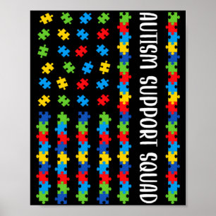 Poster Bandeira Americana Puzzle de Conscientização do Au