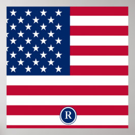Poster Bandeira americana Red White e Blue Patriotic