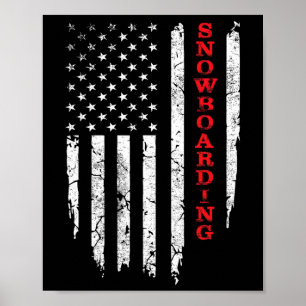 Poster Bandeira Americana Snowboard Lover Snowboarder Men