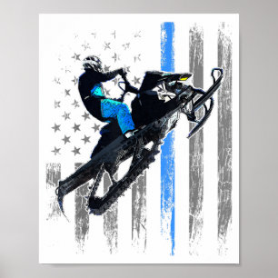 Poster Bandeira Americana Snowmobile Shirt Men Snowmobile