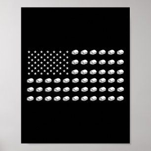 Poster Bandeira Americana Sushi Comida EUA Patriotismo Pa
