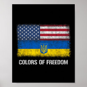 Poster Bandeira Americana Ucrânia Ucraniana Cores Da Livr
