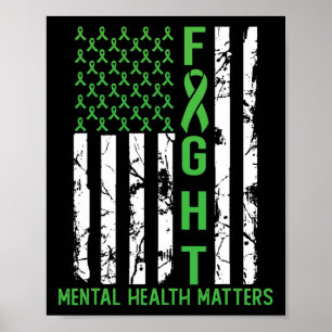 Poster Bandeira Americana Verde EUA Problemas de Saúde Me