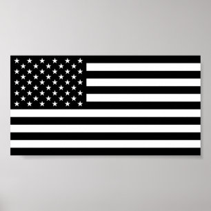 Póster Bandeira americana - versão preto e branco