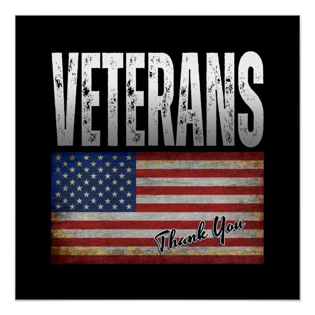 PÓSTER BANDEIRA AMERICANA VETERANOS AGRADECEM 4 DE JULHO  (Frente)