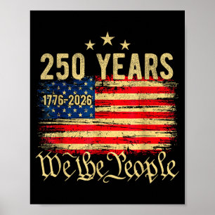 Poster Bandeira americana vintage 250 anos aniversário de