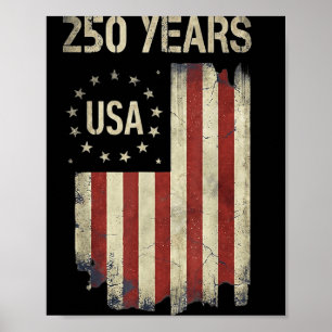 Poster Bandeira Americana Vintage Aniversário de 250 Anos