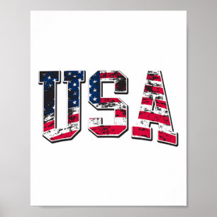 Poster Bandeira Americana Vintage EUA