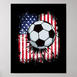 Poster Bandeira Americana Vintage Futebol 4 De Julho Patr