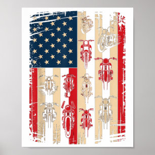 Poster Bandeira Americana Vintage Motoqueiro EUA 4 De 
