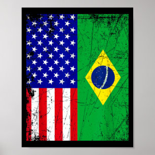 Poster Bandeira Americano Brasileira _ Metade Brasil Meta