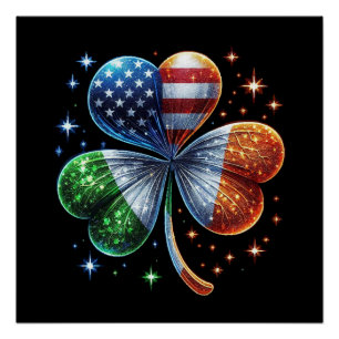 Póster Bandeira Americano Irlandesa DIA DE SÃO PATRÍCIO