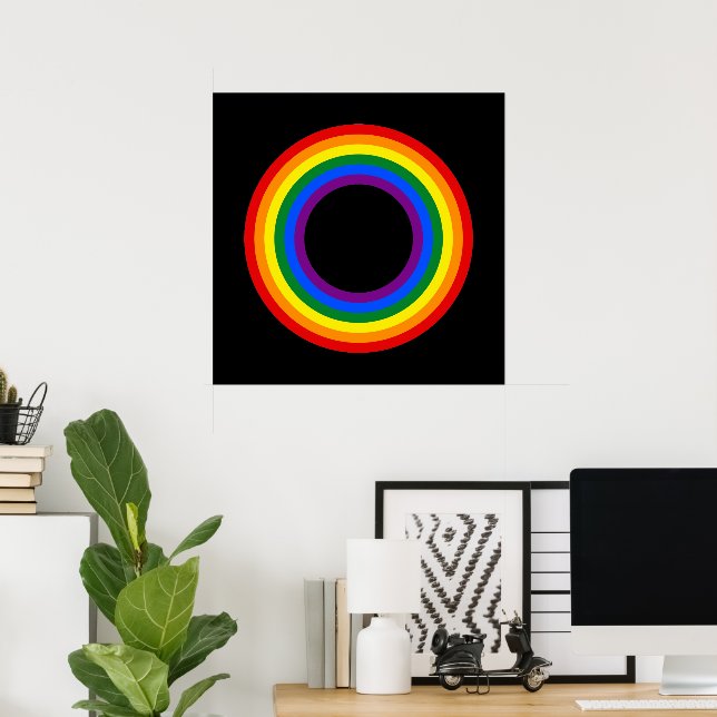 Poster BANDEIRA ARCO-ÍRIS - LISTRAS - Anéis de cores LGBT (Escritório em casa)