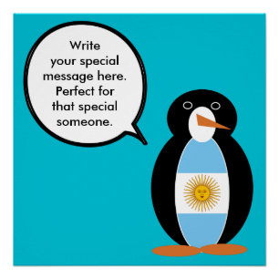 Póster Bandeira Argentina Pinguim Ms Personalizado