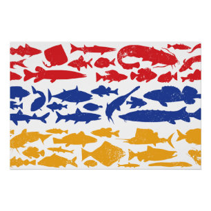 Póster Bandeira armênia feita de peixe - Design de pesca