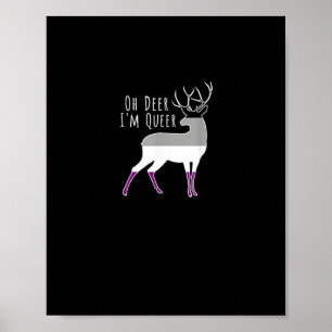 Poster Bandeira Assexual Oh Deer Orgulho Queer LGBT Engra