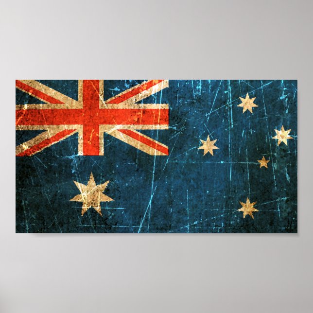 Poster Bandeira australiana cratada e Vestida (Frente)