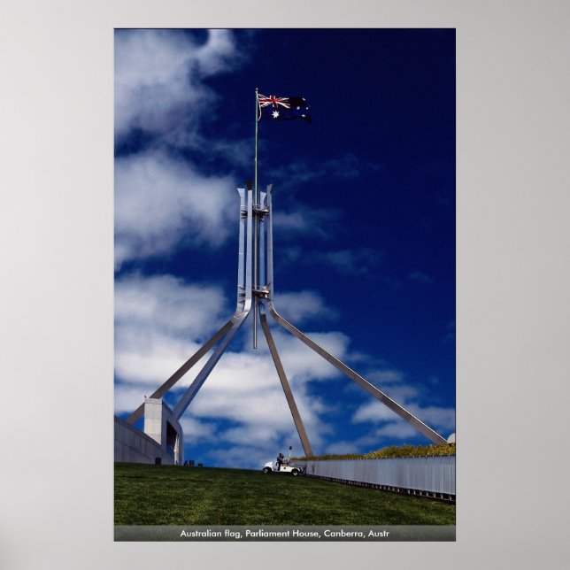 Poster Bandeira australiana, Parlamento, Canberra, Austr (Frente)