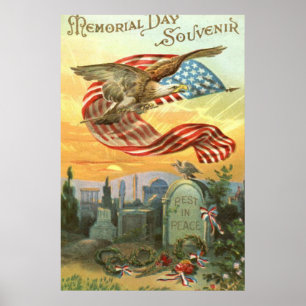 Póster Bandeira Bald Eagle Cemitério dos EUA