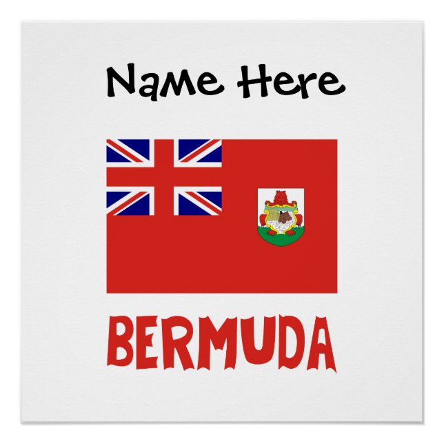 Póster Bandeira Bermudiana Personalizada das Bermudas (Frente)