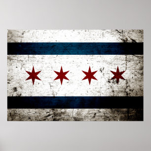 Poster Bandeira Black Grunge Chicago