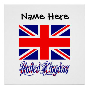 Póster Bandeira Britânica do Reino Unido Personalização P