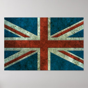 Póster Bandeira britânica efeito de aço envelhecido