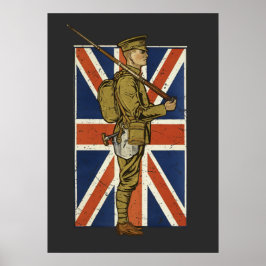 Poster Bandeira Britânica Vintage Soldado