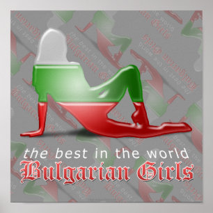 Póster Bandeira búlgara da silhueta da menina