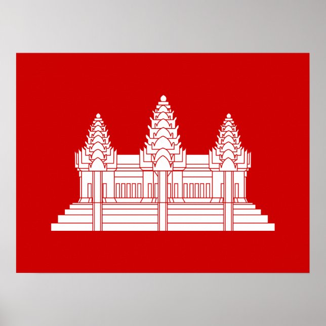 Póster Bandeira Cambojana / Khmer Angkor Wat (Frente)