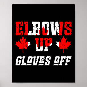 Poster Bandeira Canadense Luta de Hóquei Cotovelos Acima