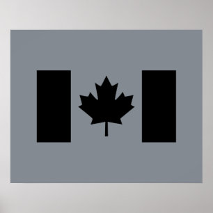 Póster Bandeira Canadense no Gráfico Negro