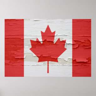 Póster Bandeira canadense pintura resistida