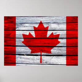 Poster Bandeira Canadense Rustic Wood
