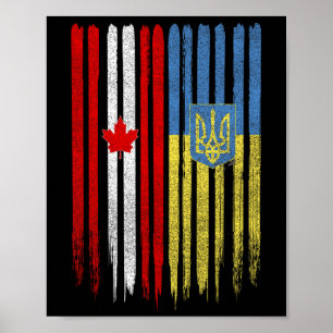 Poster Bandeira Canadense Ucraniana Canadá Ucrânia