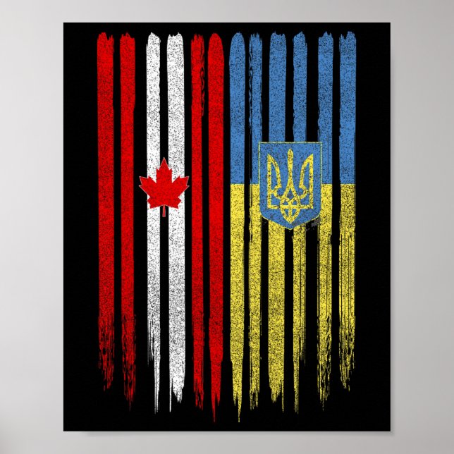 Poster Bandeira Canadense Ucraniana Canadá Ucrânia  (Frente)