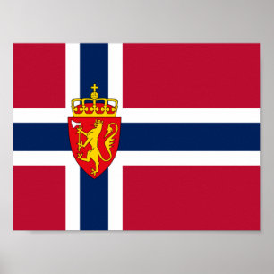 Poster Bandeira/Casaco de armas da Noruega