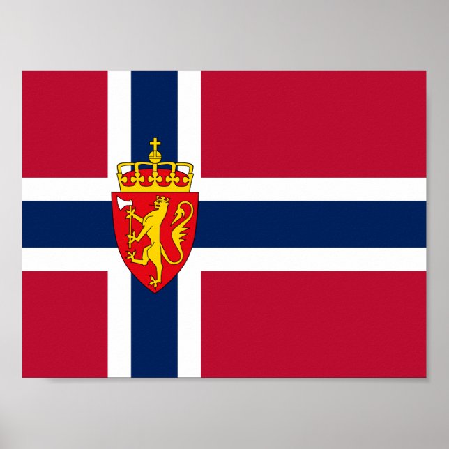 Poster Bandeira/Casaco de armas da Noruega (Frente)