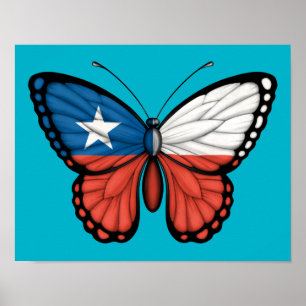 Póster Bandeira chilena da borboleta