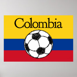 Poster Bandeira colombiana com futebol