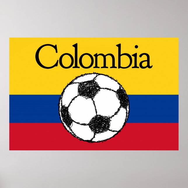 Poster Bandeira colombiana com futebol (Frente)