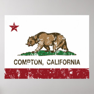 Póster Bandeira Compton do estado de Califórnia